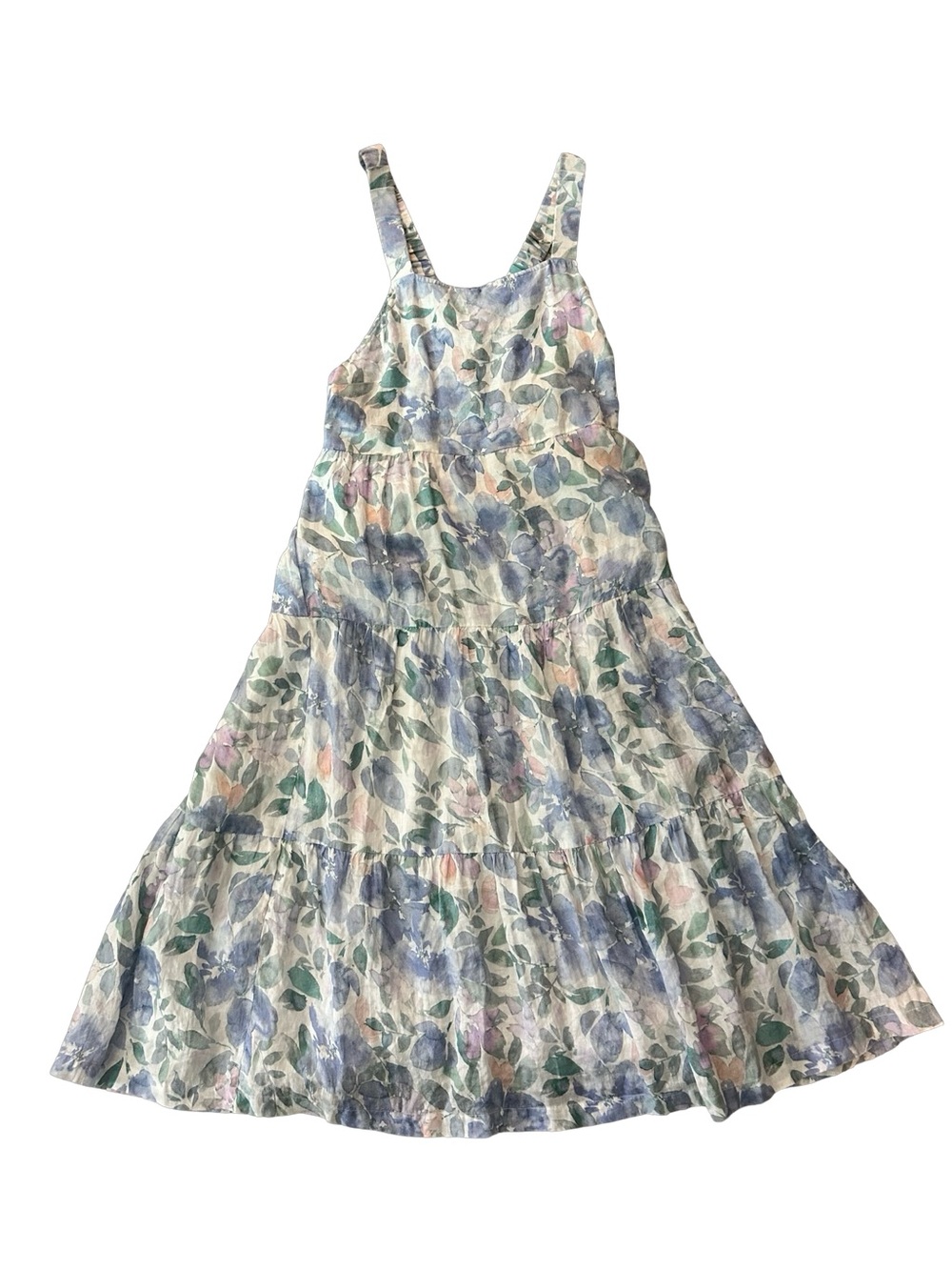 Bella Dahl Floral Midi Dress in Blue, Green, Pink, Linen